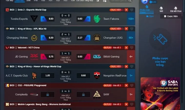 Hướng Dẫn Cách Chơi Esports AE888 Bách Chiến Bách Thắng 2 Giao diện cá cược Esports AE888