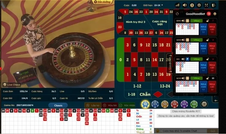 Bàn cược Roulette Nhà Cái AE888