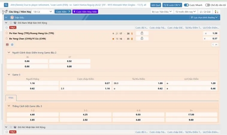 Bí Kíp Cá Cược Cầu Lông AE888 Nắm Chắc Phần Thắng Trong Tay 2 Bảng kèo cá cược Cầu Lông AE888